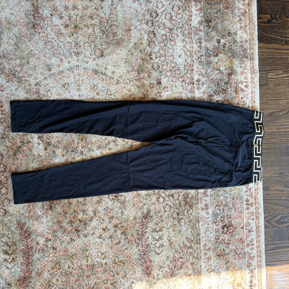 Versace Medusa Black Leggings with Gold Geometric Waistband Size Small - Picture 7 of 10
